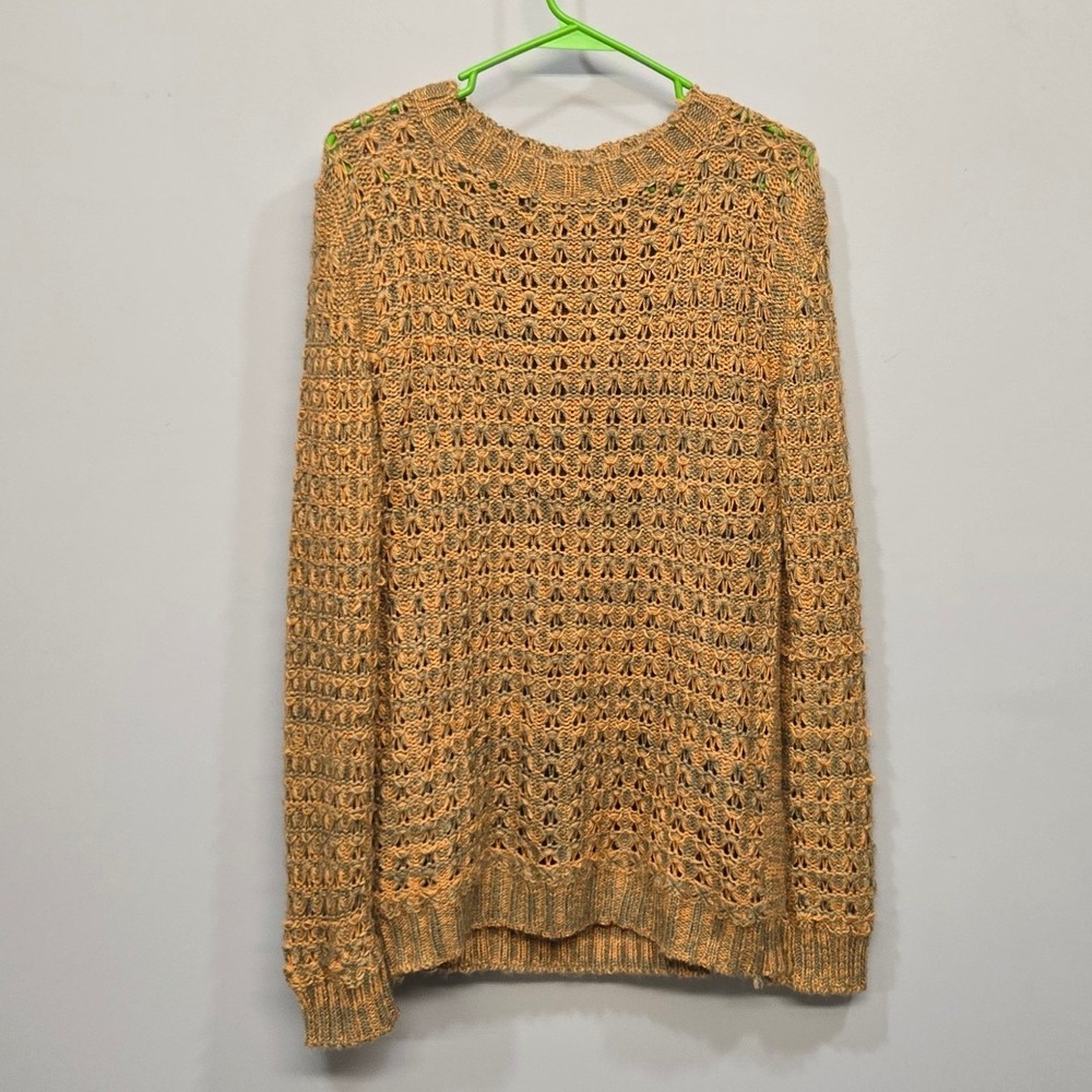 Womens Handmade Alpaca Wool Sweater XL Open Knit‎ Earth Tone Boho Artisan Peru